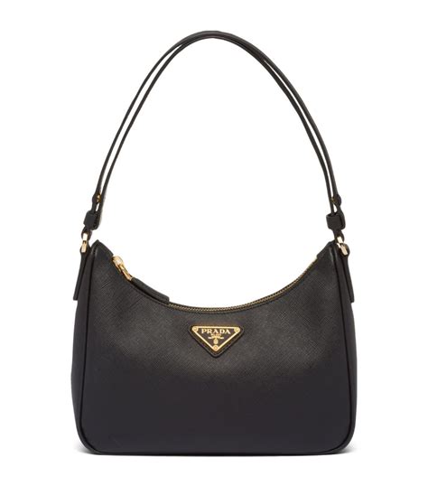 PRADA SAFFIANO Handbag Shoulder Bag Leather NERO Black 